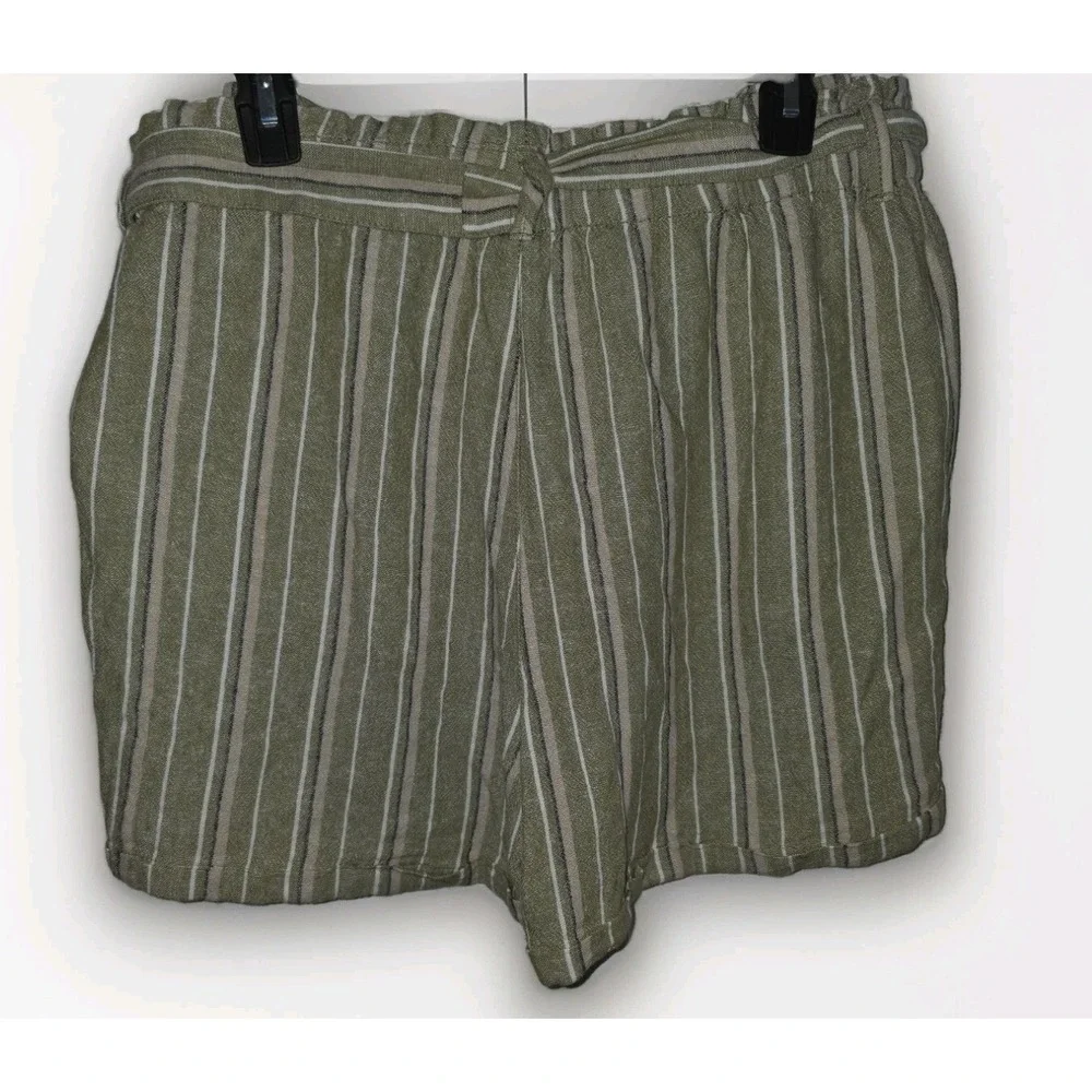 Linen Blend Bohemian Women's Definitions by D. Jeans Green Stripe Shorts Sz L